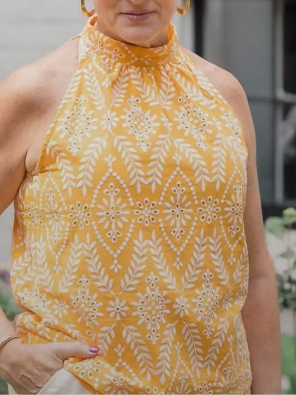 Ann Taylor Yellow Halter Floral-Print Camisole